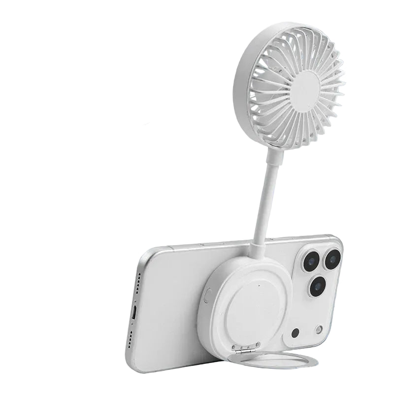 Breezio | מאוורר יד מגנטי + מעמד לטלפון – טעינת USB